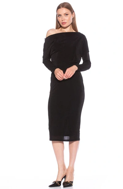 Shop Alexia Admor Leena One-shoulder Draped Midi Dress In Black