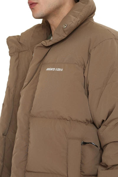 Shop Axel Arigato Halo Full Zip Down Jacket In Brown