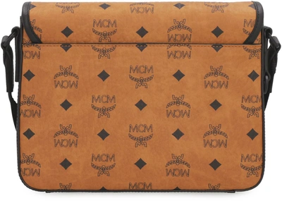Shop Mcm Klassik Messenger Bag With Logo In Saddle Brown