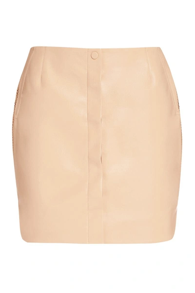 Shop Nanushka Lynn Leather Mini Skirt In Skin