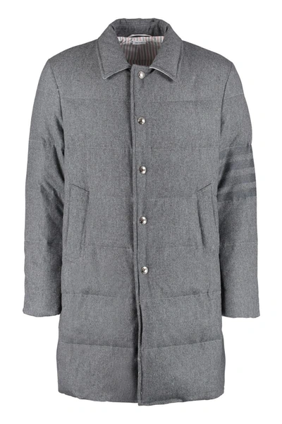 Shop Thom Browne Padded Wool-blend Coat In Grey