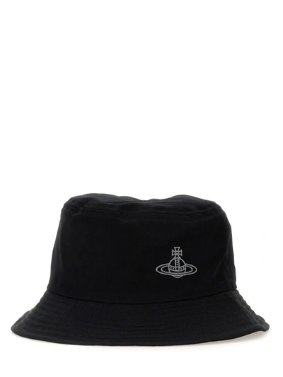 Shop Vivienne Westwood Bucket Hat With Logo Embroidery In Black