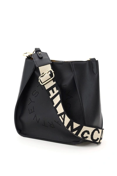 Shop Stella Mccartney Perforated Stella Logo Shoulder Bag In Black