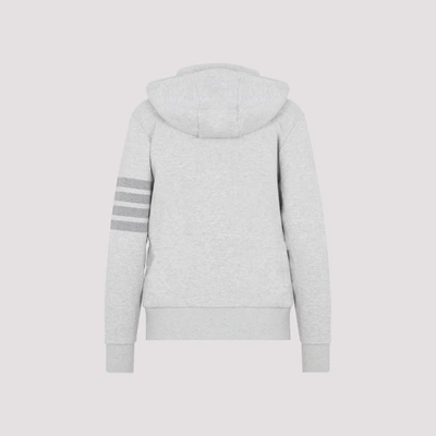 Shop Thom Browne Zip Up Hoodie Tonal 4 Bar Sweatshirt In Grey