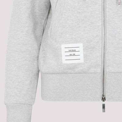 Shop Thom Browne Zip Up Hoodie Tonal 4 Bar Sweatshirt In Grey