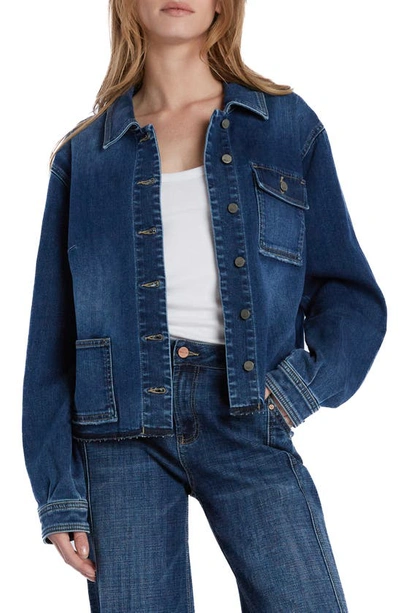 Shop Wash Lab Denim Maddie Denim Jacket In Sail Blue