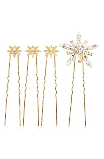 Shop Brides And Hairpins Iro Set Of 4 Crystal Hair Pins In Gold
