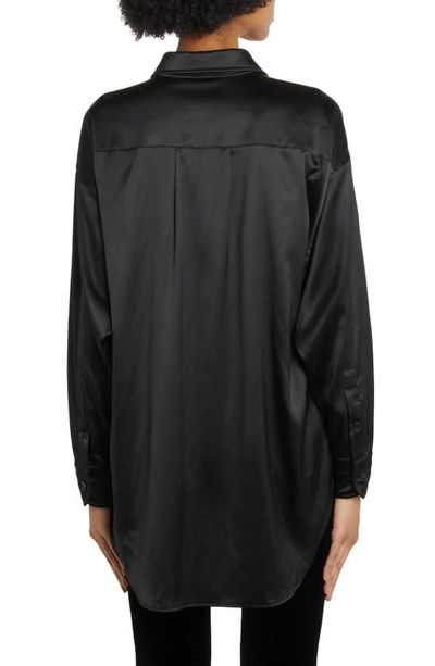 Tom Ford Fitted Stretch Silk Satin Shirt In Black