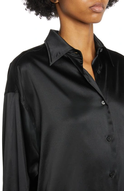 Tom Ford Fitted Stretch Silk Satin Shirt In Black