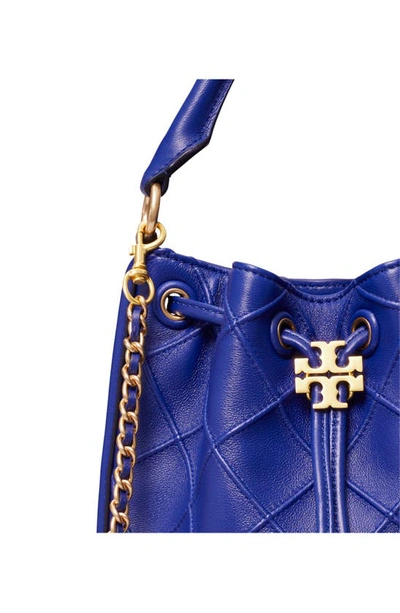 Shop Tory Burch Small Fleming Soft Leather Bucket Bag In Navy Day