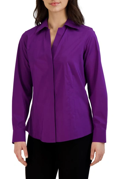 Shop Foxcroft Taylor Stretch Shirt In Orchid