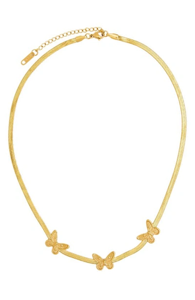 Shop Petit Moments Emil Butterfly Charm Necklace In Gold