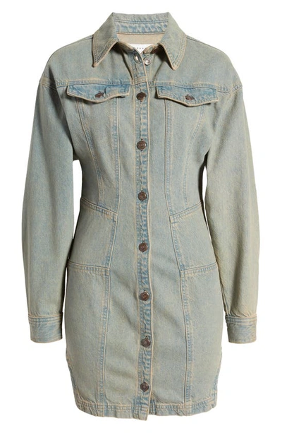 Topshop Denim Seamed Shirt Dress In Authentic Blue | ModeSens