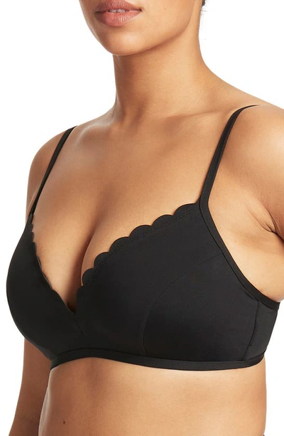 Shop Sea Level Scalloped D- & Dd-cup Bikini Top In Black