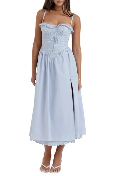 House Of Cb Jaime Corset Fit & Flare Dress In Soft Blue | ModeSens