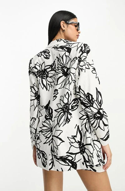 Shop Asos Design Floral Sketch Slim Fit Blazer In White