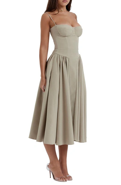 House Of Cb Samaria Corset Fit & Flare Dress In Elm
