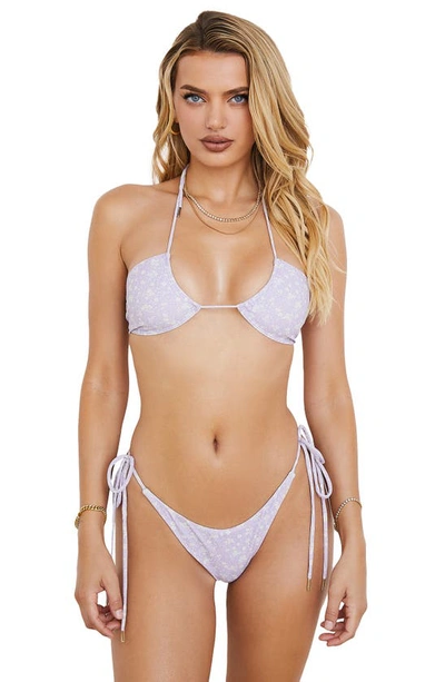 House Of Cb Tie Side Bikini Bottoms In Lilac