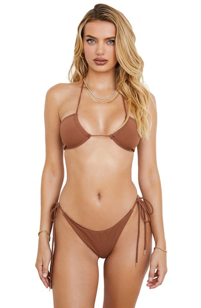 House Of Cb Tie Side Bikini Bottoms In Chocolate