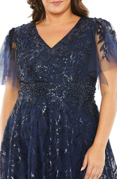 Shop Fabulouss By Mac Duggal Sequin Floral A-line Gown In Midnight