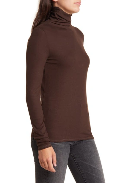 Shop Ag Chels Ribbed Turtleneck Sweater In Bitter Chocolate