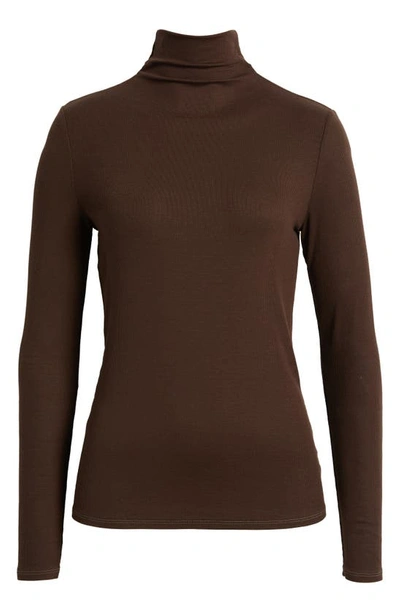 Shop Ag Chels Ribbed Turtleneck Sweater In Bitter Chocolate