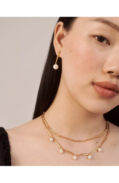 Shop Monica Vinader Nura Freshwater Pearl Station Necklace In 18ct Gold Vermeil/ Silver