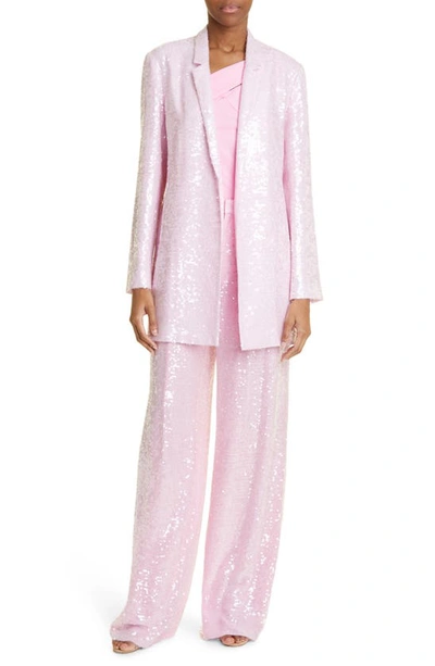 Shop Lapointe Pleated Sequin Wide Leg Pants In Blossom
