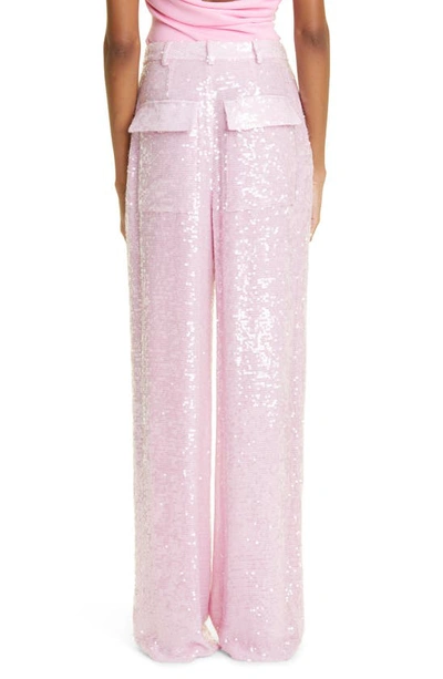 Shop Lapointe Pleated Sequin Wide Leg Pants In Blossom