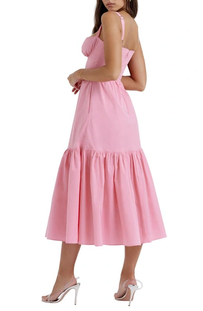 House Of Cb Floral Stretch Cotton Blend Corset Sundress In Dianthus