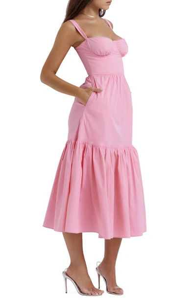 House Of Cb Floral Stretch Cotton Blend Corset Sundress In Dianthus