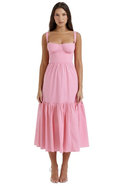 Shop House Of Cb Elia Floral Stretch Cotton Blend Corset Sundress In Dianthus