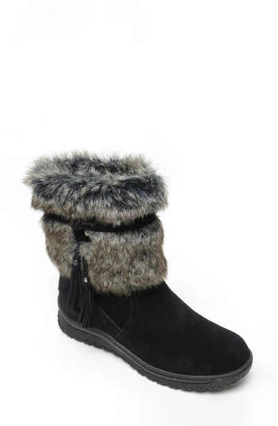 Shop Minnetonka Everett Water Resistant Faux Fur Boot In Black