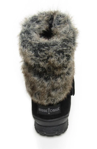 Shop Minnetonka Everett Water Resistant Faux Fur Boot In Black