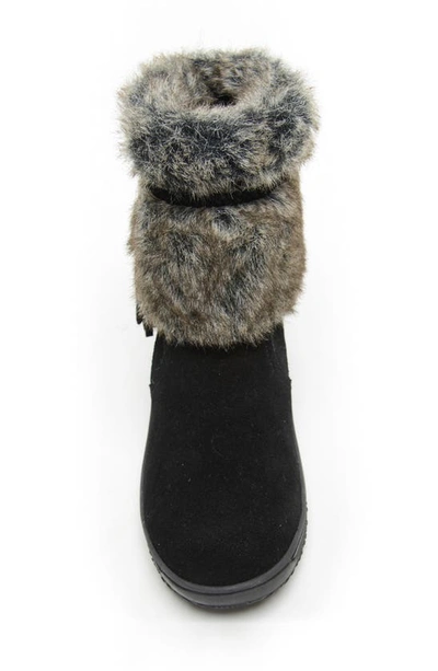 Shop Minnetonka Everett Water Resistant Faux Fur Boot In Black