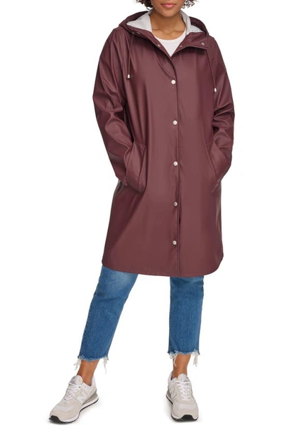 Shop Levi's Water Resistant Hooded Long Rain Jacket In Decadent Chocolate
