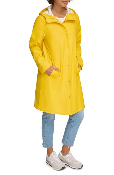 Levi's Water Resistant Hooded Long Rain Jacket In Yellow