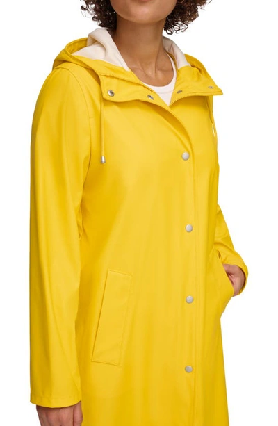Levi's Water Resistant Hooded Long Rain Jacket In Yellow