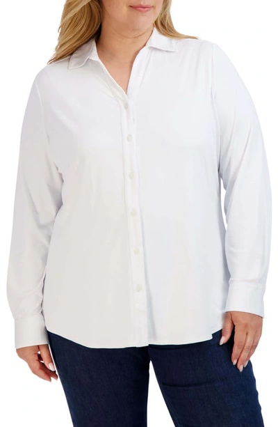 Shop Foxcroft Mary Button-up Blouse In White