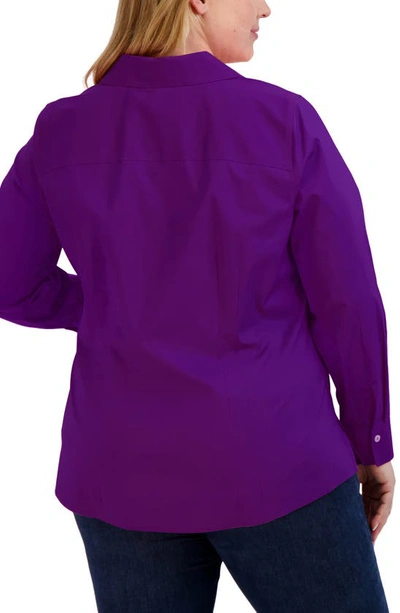 Shop Foxcroft Taylor Long Sleeve Stretch Button-up Shirt In Orchid