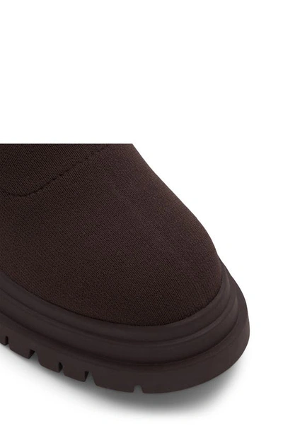Shop Aldo North Knit Platform Boot In Dark Brown