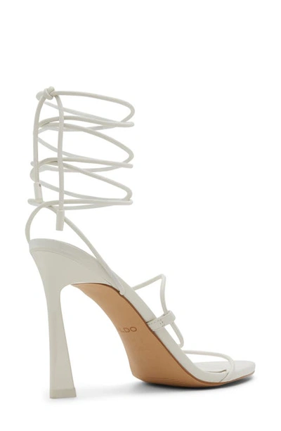 Aldo Melodic Pointed Toe Ankle Wrap Sandal In White/ Bone