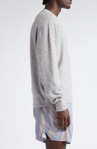 Shop Acne Studios Embroidered Logo Mélange Sweater In Light Grey/ Brown Melange