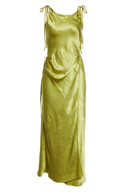 Shop Acne Studios Dayla Textured Satin Dress In Light Olive