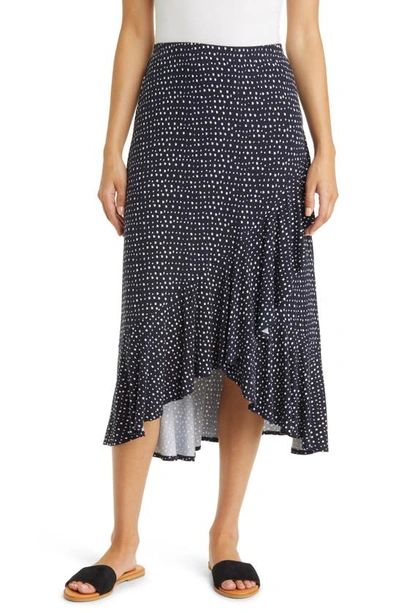 Loveappella Flounce Midi Skirt In Black/ Ivory