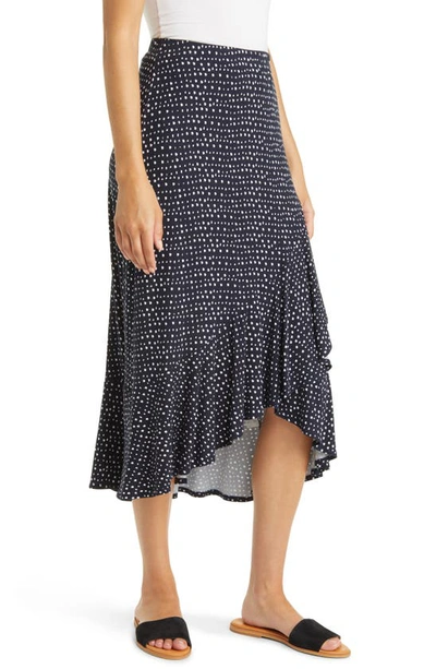 Loveappella Flounce Midi Skirt In Black/ Ivory