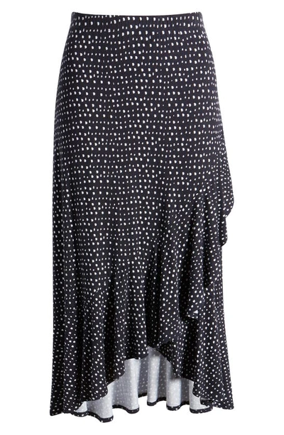 Loveappella Flounce Midi Skirt In Black/ Ivory