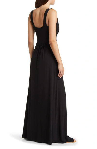 Shop Loveappella Empire Waist Sleeveless Maxi Dress In Black
