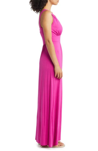 Shop Loveappella Empire Waist Sleeveless Maxi Dress In Magenta