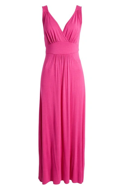 Shop Loveappella Empire Waist Sleeveless Maxi Dress In Magenta